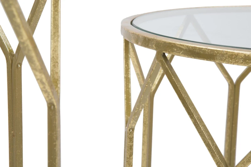 Tavolinetti Da Caffe' Gold Coppia Cm Ø 50X60-45X50