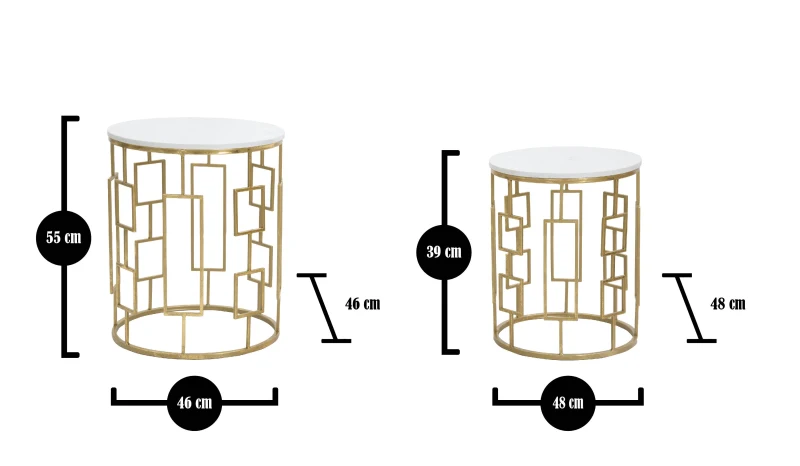 Tavolinetto Cube Coppia Cm Ø 46X55-39X48