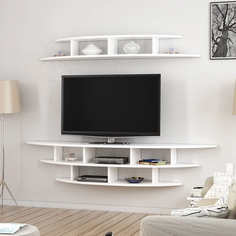 Homemania Alvino Mobile TV Lower Unit W176xD35xH35 cm, Upper Unit W147xD29xH18 cm Bianco