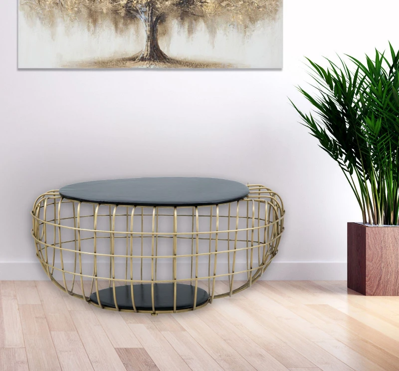 Tavolo Da Caffe' Gold Spider Cm 119X75X55