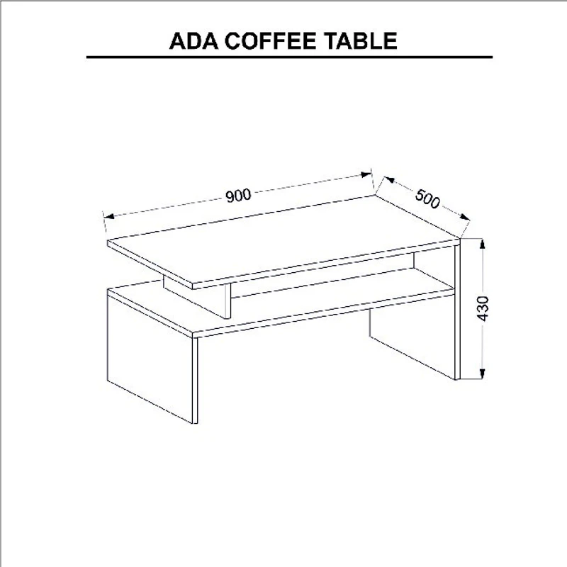 Tavolino Ada con Ripiani e Mensole Bianco e Rovere in Legno L90xP50xA43 cm