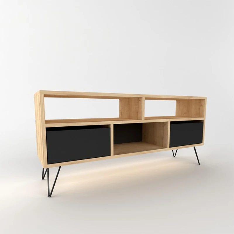 Homemania Mobile TV Mack W120xD30xH58 cm Rovere, Nero