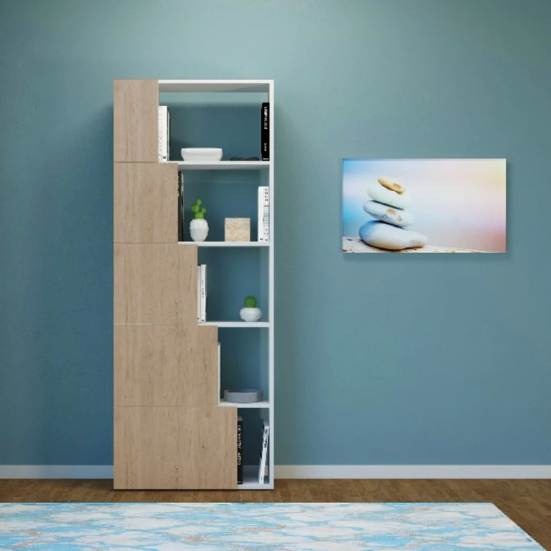 Libreria Skipper con Ante e Ripiani da Ufficio in Legno Bianco L65xP22xA166 cm