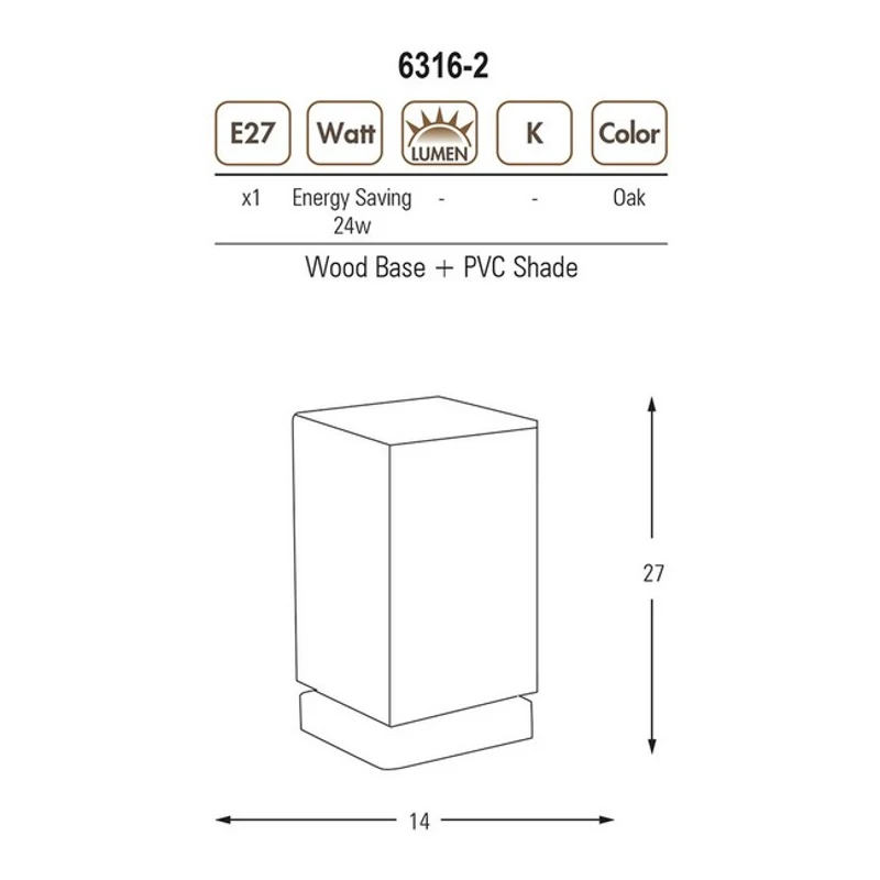 Homemania Lampada Da Tavolo Well Rovere, Bianco