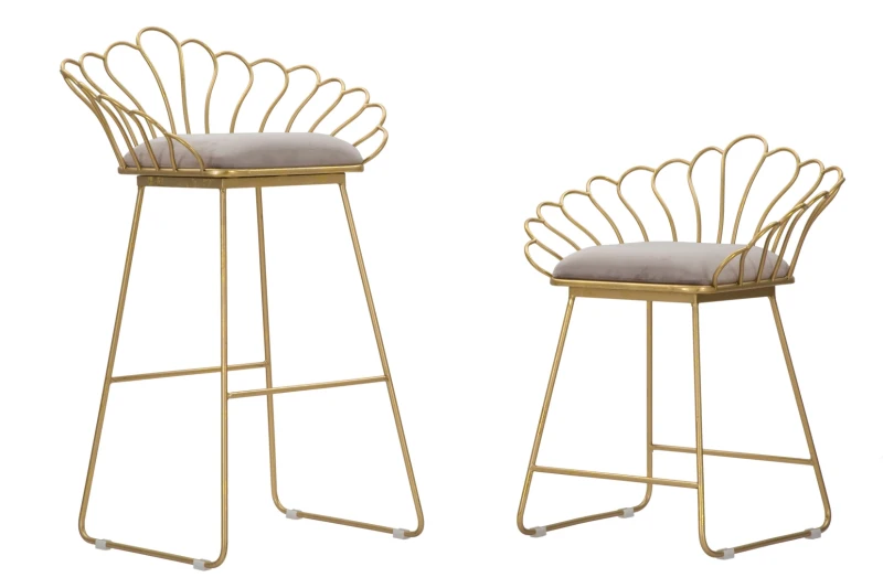 Sgabello Glam Flower Grigio Cm 57X52X94-56X48X72,50