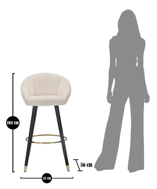 Sgabello Bar Prague Crema Cm 55X56X104