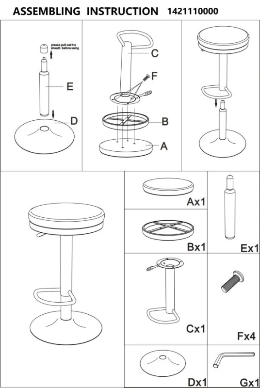 Sgabello Imbottito Round Ø Cm 38X60-82