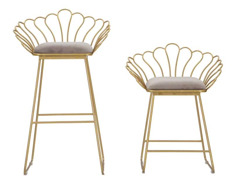 Sgabello Glam Flower Grigio Cm 57X52X94-56X48X72,50