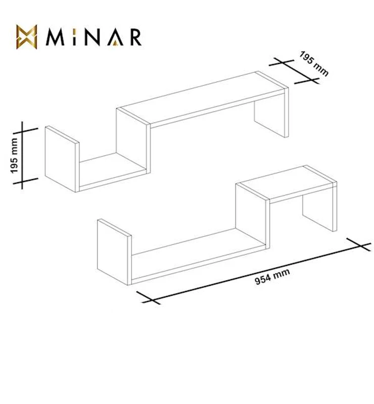 Homemania Set 2 Mensole Liatris W95,4xD19,5xH19,5 cm Rosso, Nero