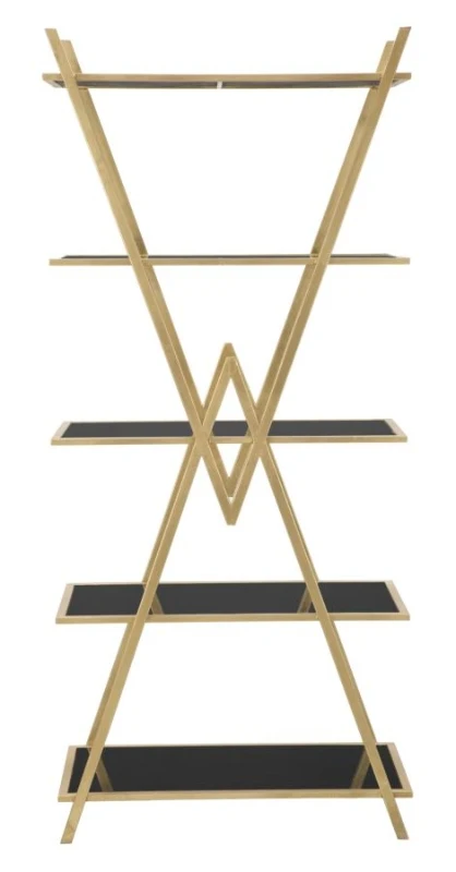 Libreria in acciaio e vetro 80x44,7x180 cm, Nero