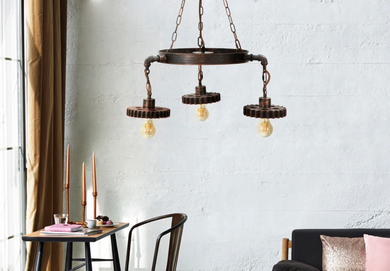 Lampadario Ingranaggio 3 Luci Cm Ø 54X104