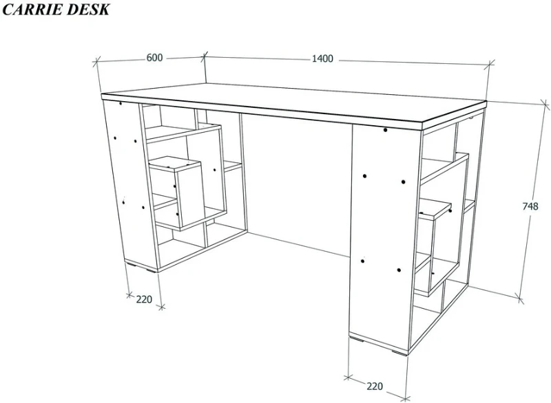 Homemania Libreria Carrie Bianco W125xD22xH129 cm