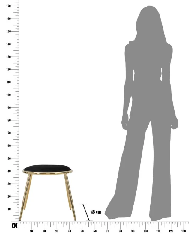 Sgabello Glam Emily Nero Cm Ø 45X45 (Misura Gambe Cm 45)