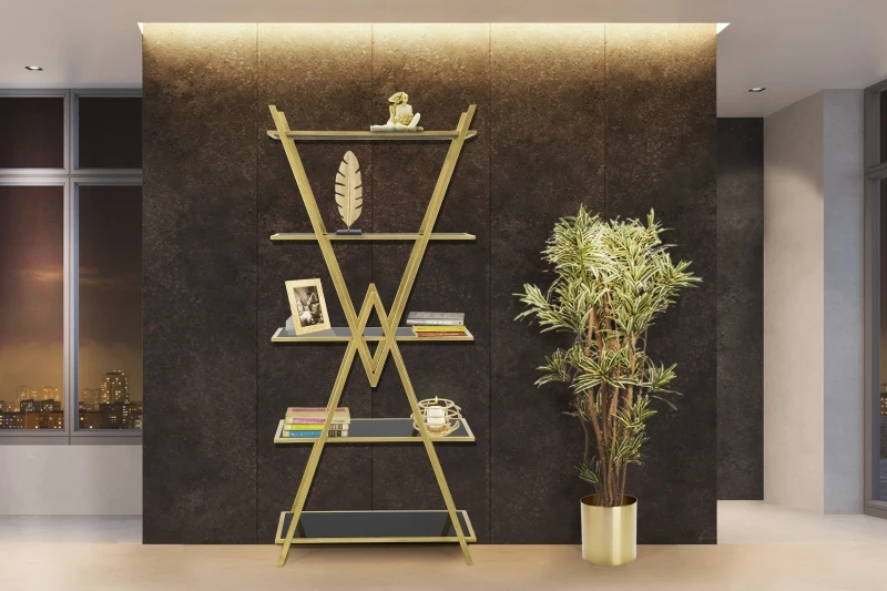 Libreria in acciaio e vetro 80x44,7x180 cm, Nero