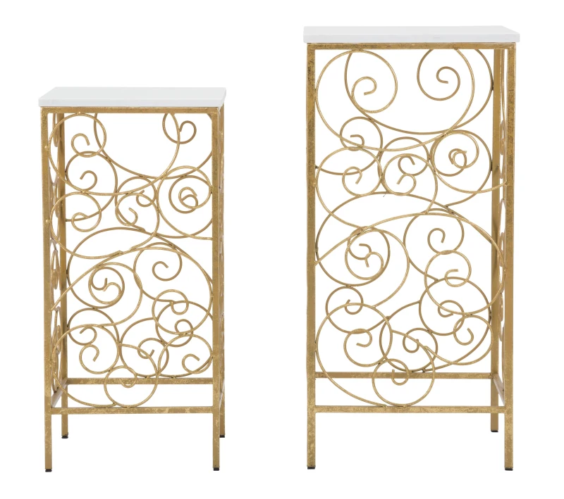 Tavolinetti Porta Telefono Spiral Coppia Cm 34X34X70-29X29X60