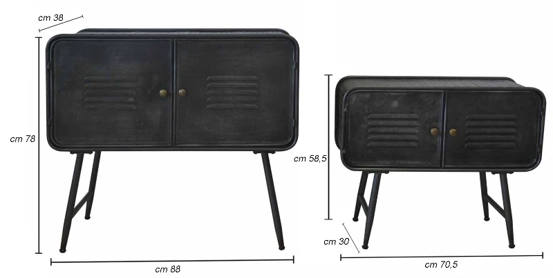 Mobiletto Iron School Coppia Cm  88X38X78 - Cm 70.5X30X58.5