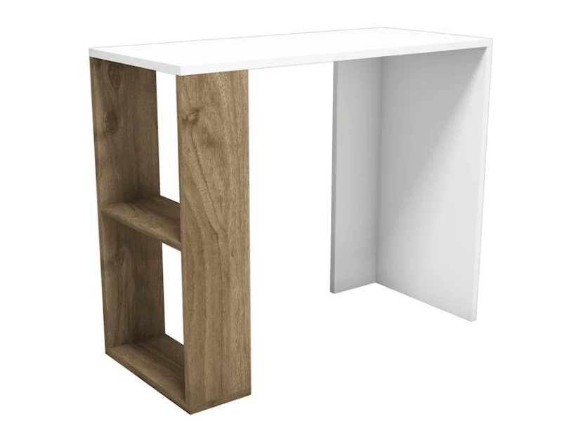 Homemania Scrivania Nano W90xD40xH75 cm Bianco, Noce