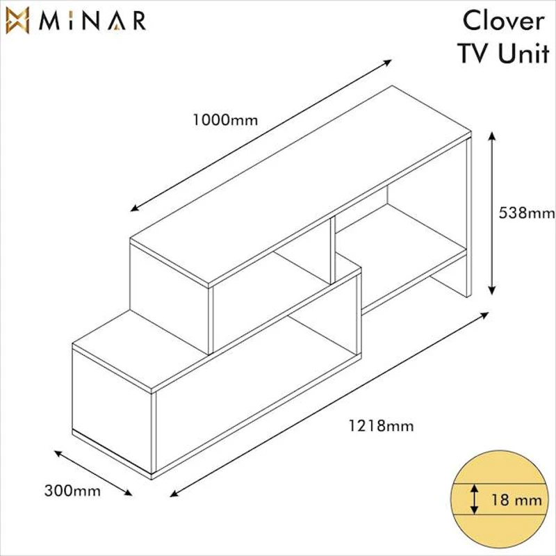 Homemania Mobile TV Clover W121,8xD30xH53,8 cm Noce