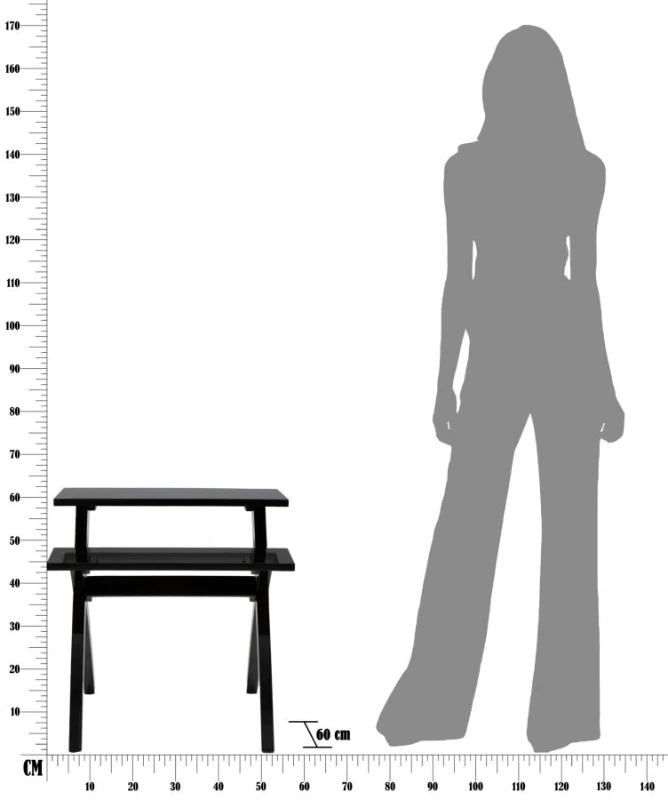 Tavolinetto 2 Livelli Nero Cm 60X60X60 