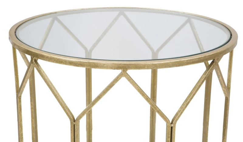 Tavolinetti Da Caffe' Gold Coppia Cm Ø 50X60-45X50