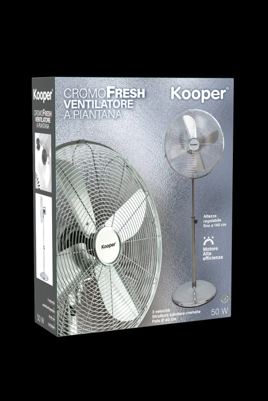 Kooper Ventilatore Cromato 40 Piantana H 130 Base Tonda