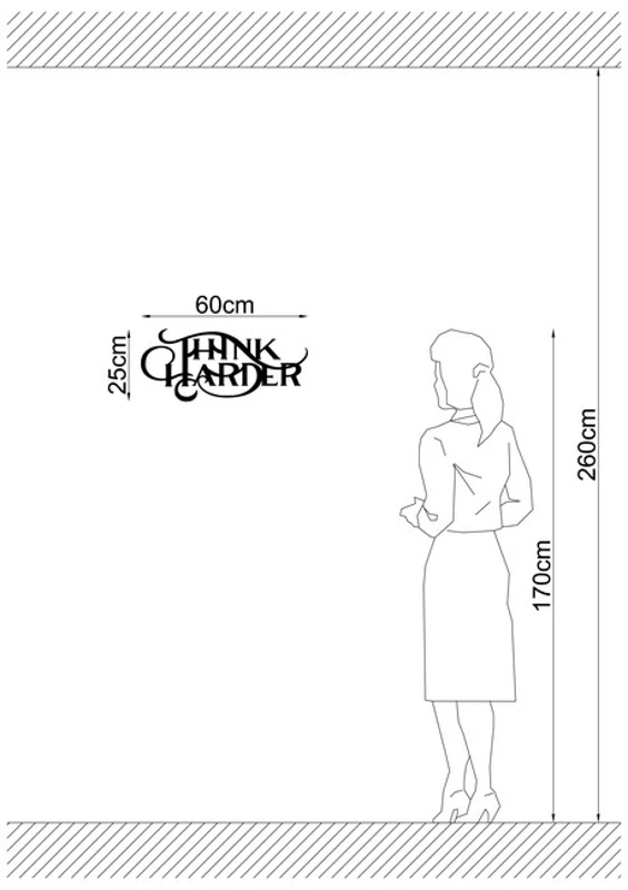 Homemania Decorazione Da Parete in Acciaio Frasi Nero W25xD0,15xH60 cm