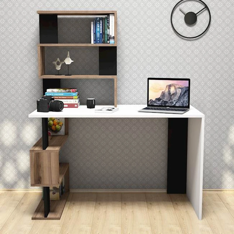 Homemania Scrivania Snap W120xD60xH148,2 cm Bianco, Noce, Nero