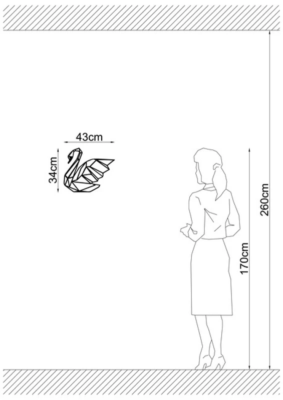 Homemania Decorazione Da Parete in Acciaio Cigno Nero W43xD0,15xH34 cm