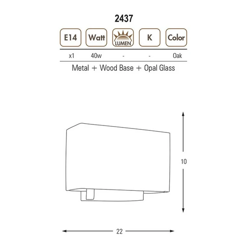 Homemania Lampada A Parete Fusta Rovere, Bianco W22xD8xH10 cm