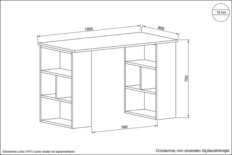 Homemania Scrivania Clove W120xD60xH75 cm Bianco, Noce