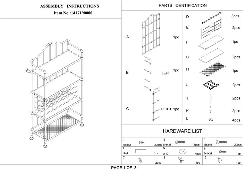 Mobile Porta Vivande Manhattan Cm 99.3X42X185