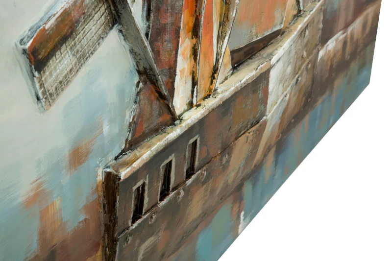 Dipinto Su Tela Mulino A Vento Cm 120X3.7X80