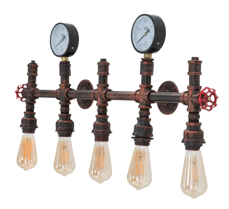 Lampada Da Muro Industry 5 Luci Cm 86X9X32