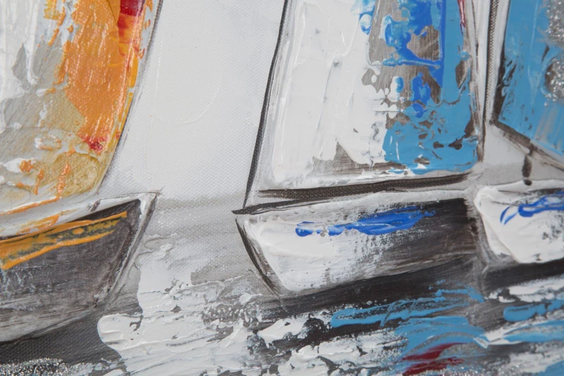 Dipinto Su Tela Barche A Vela -A- Cm 60X3X60
