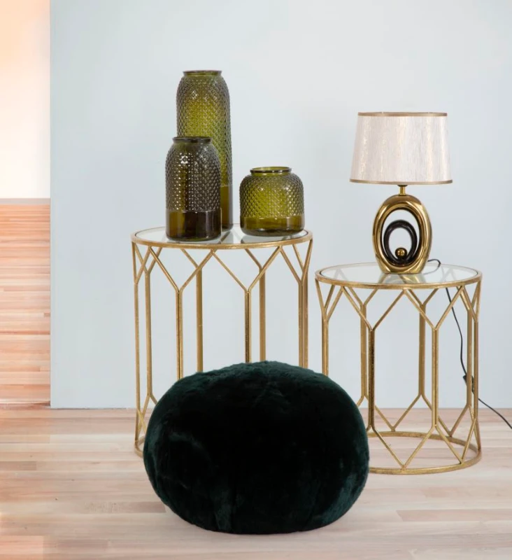 Tavolinetti Da Caffe' Gold Coppia Cm Ø 50X60-45X50