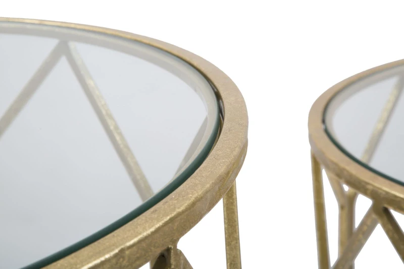 Tavolinetti Da Caffe' Gold Coppia Cm Ø 50X60-45X50