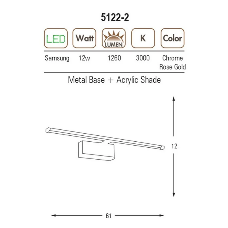 Homemania Lampada A Parete Espada Cromo W61xD5xH12 cm
