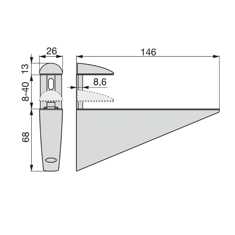 Emuca Lotto di 2 reggimensole Halcón per mensole in legno o vetro con finitura nichel opaco