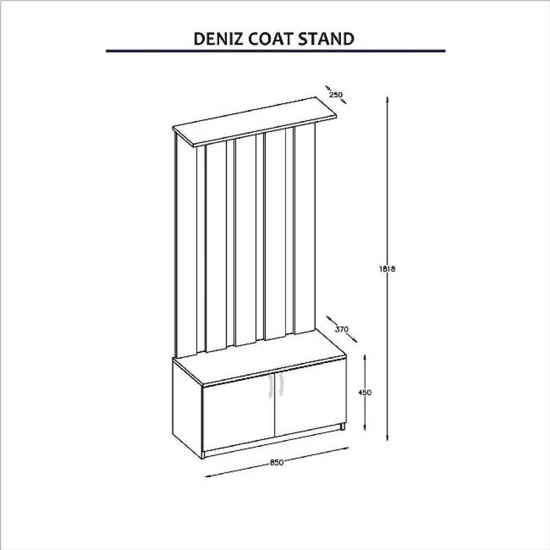 Mobile da Ingresso Deniz con Ante Ganci e Ripiani in Rovere Bianco L85xP37xA181,8 cm