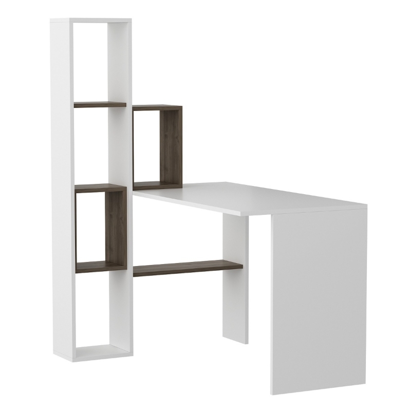 Homemania Scrivania Juliet W120xD90xH152 cm Bianco, Noce