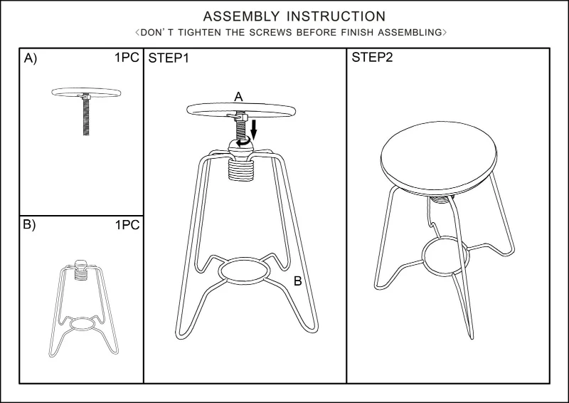 Sgabello Heintreck Cm Ø 39X55-70