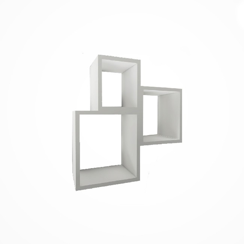 Mensola Kutugen da Parete Porta Oggetti in Legno Bianco L35xP22xA35 cm