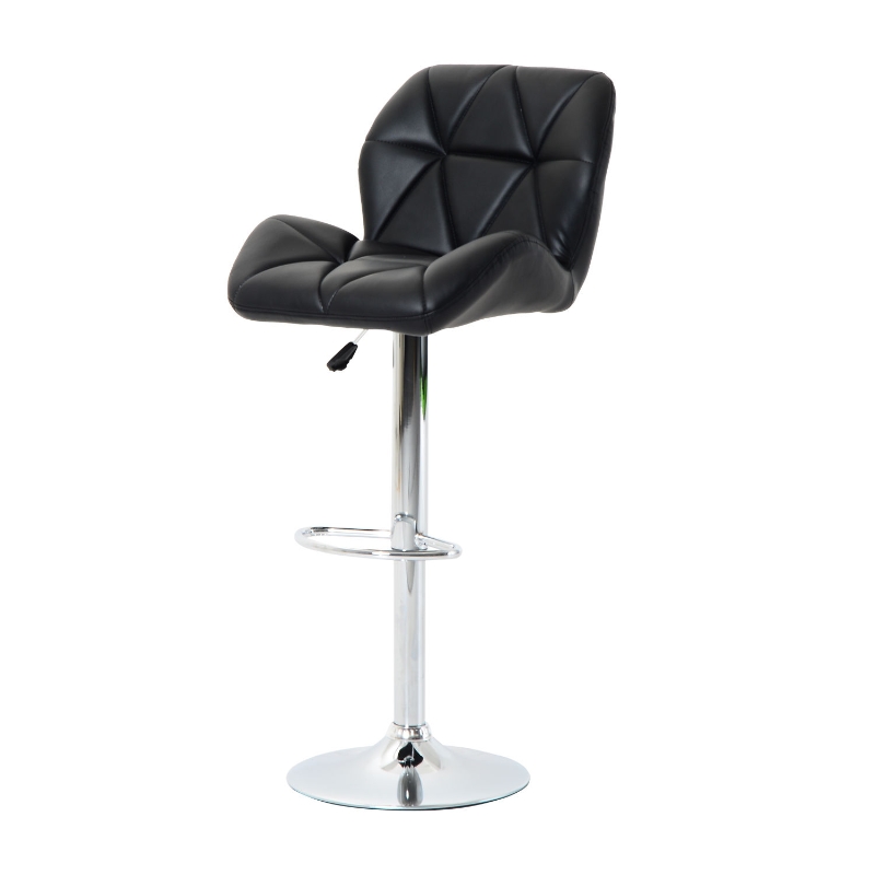 HOMCOM PU Leather Rhombus Design Barstool with Adjustable Height Black