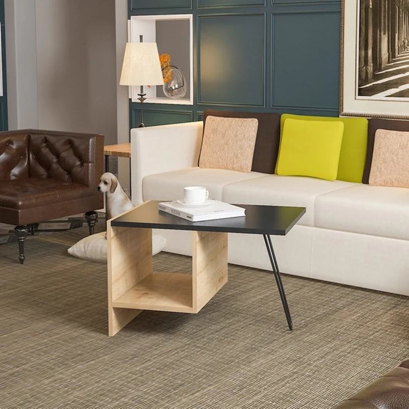 Homemania Tavolino Da Caffè Loop W71,8xD50xH45 cm Rovere, Nero