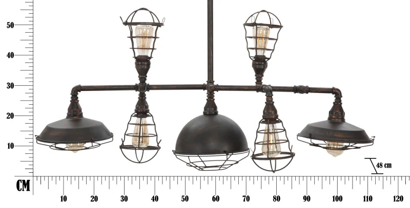Lampadario Manhattan 7 Luci Cm 111X48X58