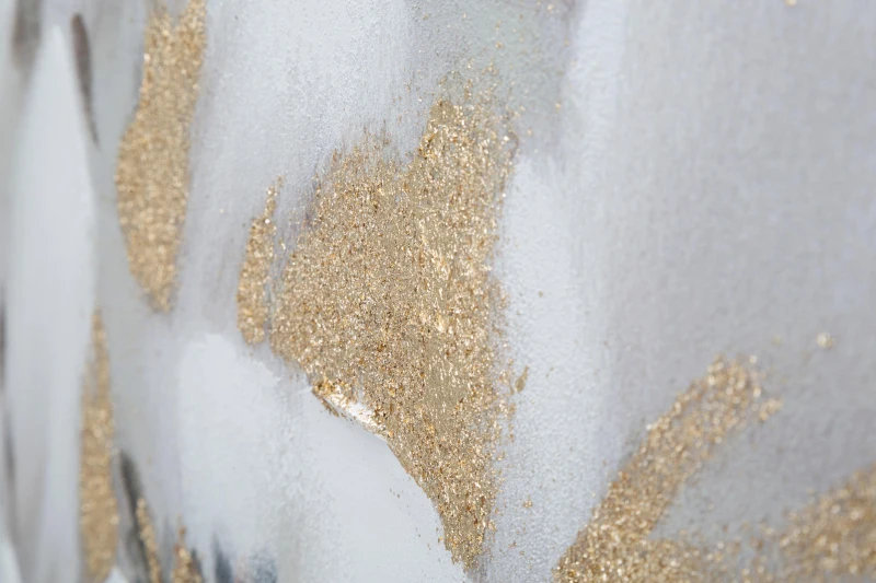 Dipinto Su Tela White/Gold Flower Cm 80X3,7X100