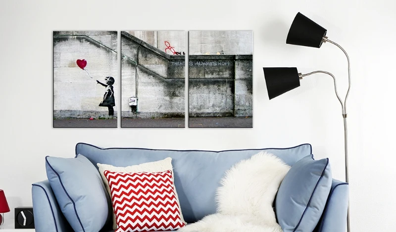Quadro - C'è ancora speranza (Banksy): trittico 60x30
