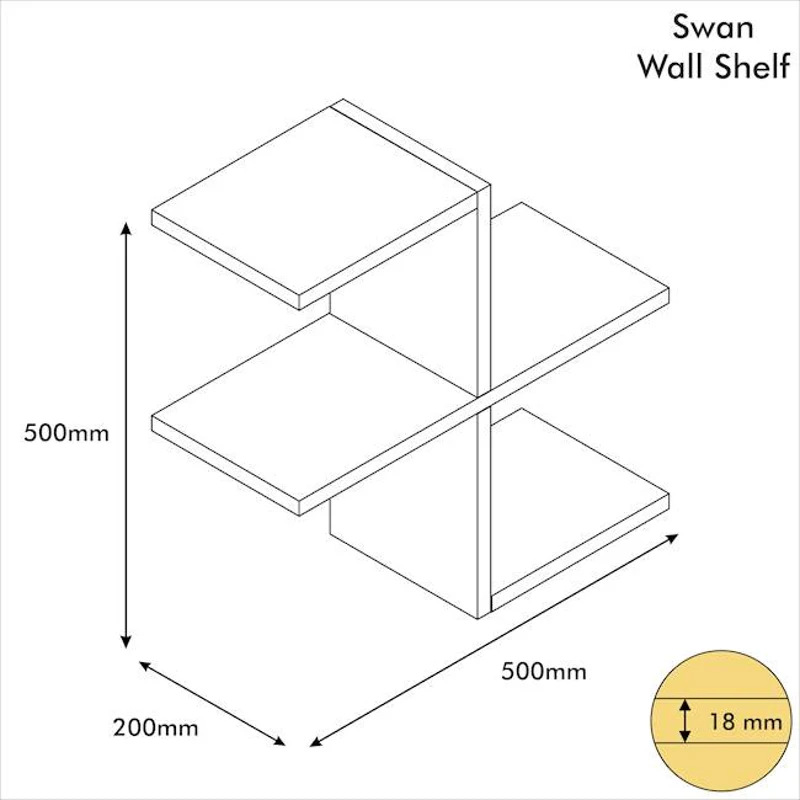 Homemania Mensola Swan W50xD20xH50 cm Bianco