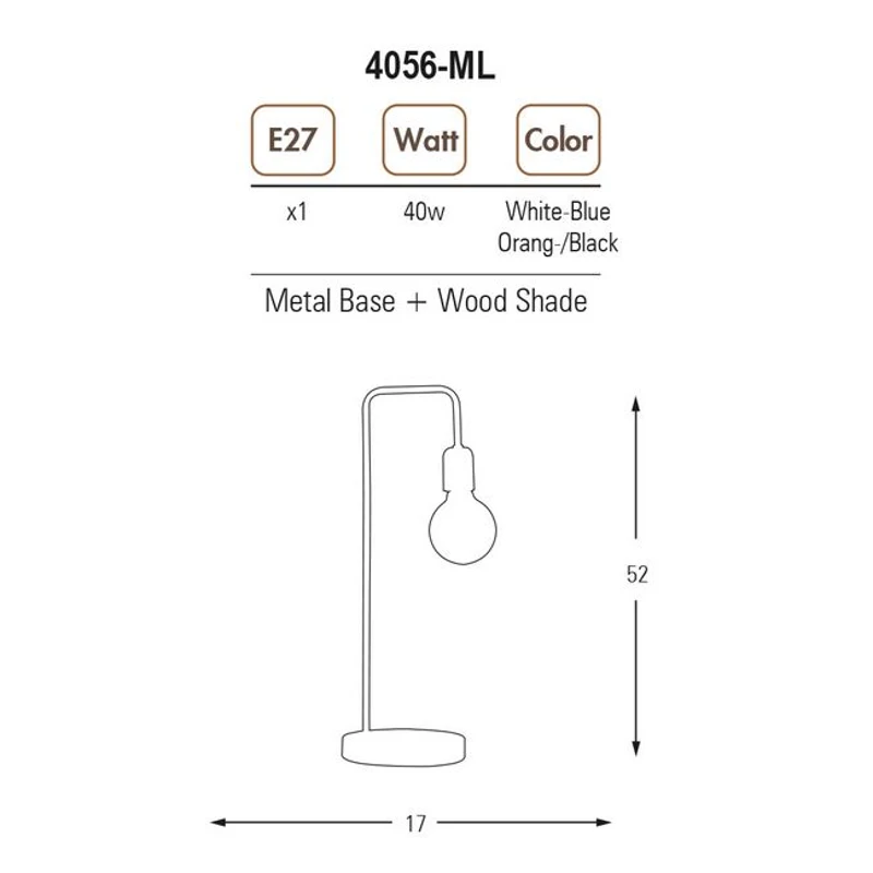 Homemania Lampada Da Tavolo Valetta Arancione,Noce