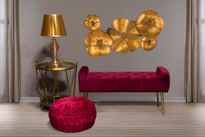 Pannello In Ferro Flower Goldy -A- Cm 94X6X50